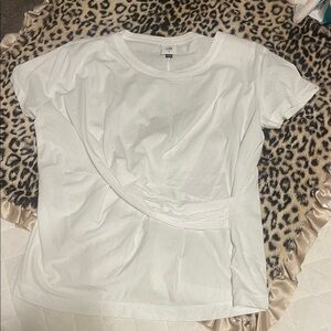CAbi White Twist-Front Short Sleeve Tee